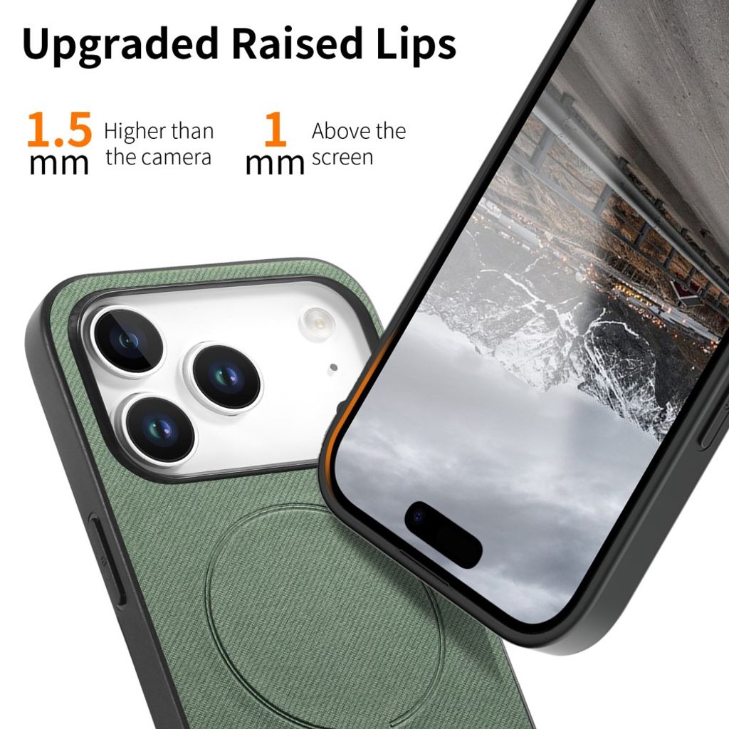 iPhone 17 Pro Max MagSafe-cover med tekstil-look – grøn