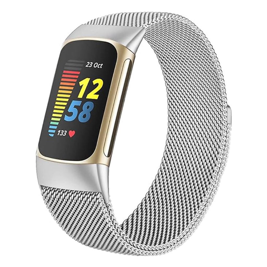 KALEBOL Fitbit Charge 6 / 5 Klokkereim i rustfritt stål - Sølv