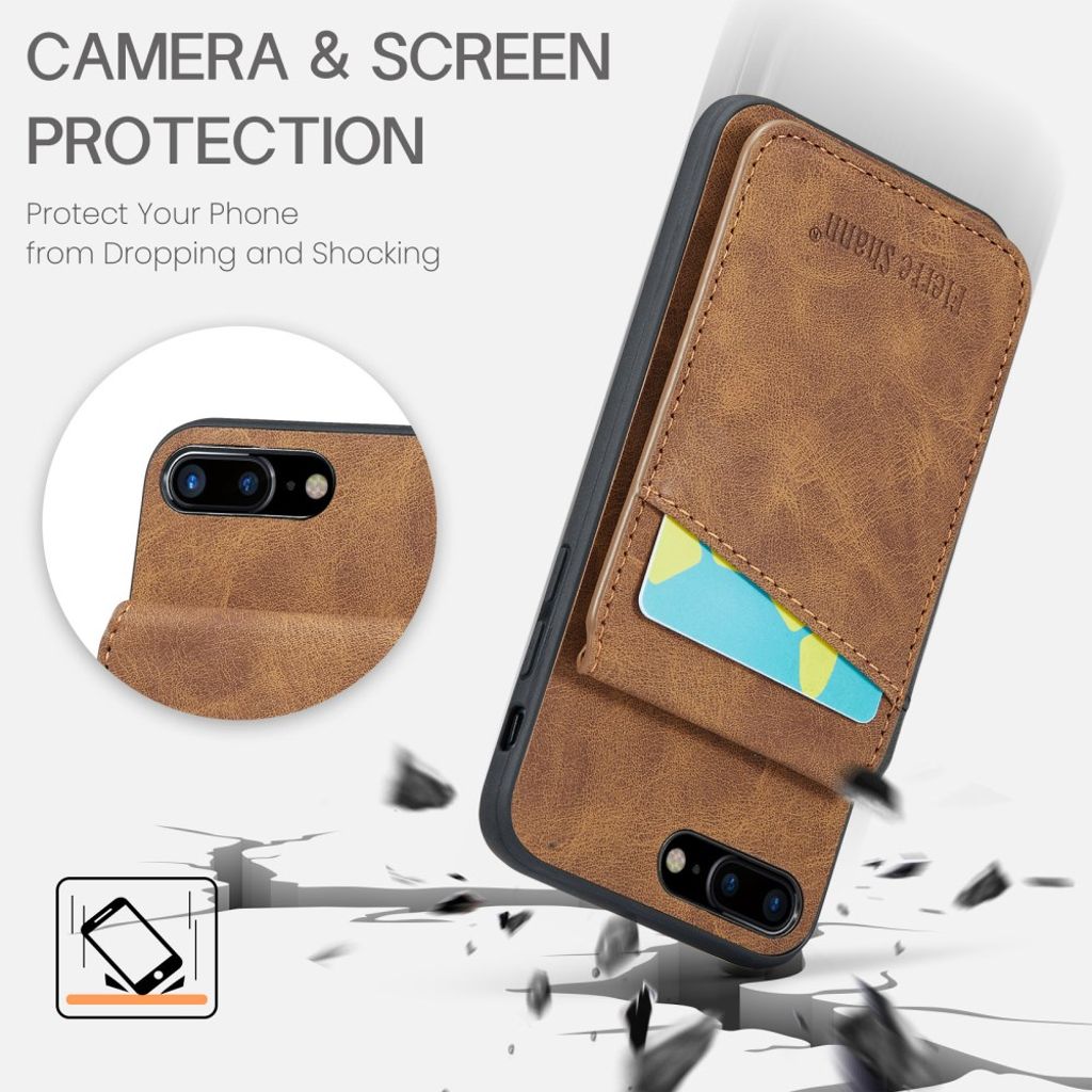 FIERRE SHANN iPhone 7 Plus / 8 Plus Cover med Kortplads - Brun