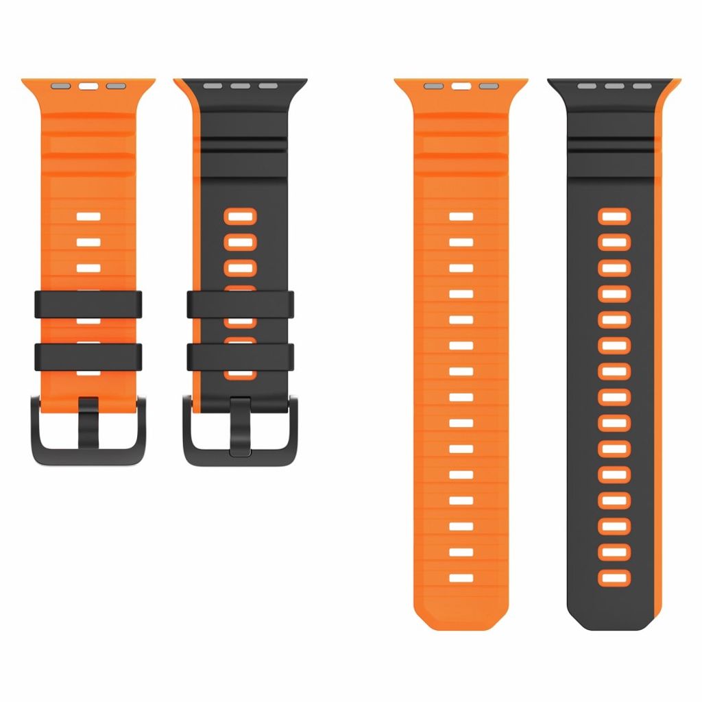 Apple Watch 49/46/44/42mm Tvåfärgat Klockarmband Silikon - Svart/Orange