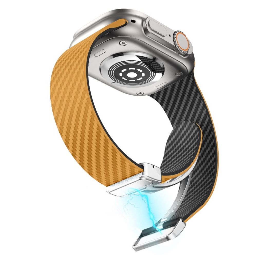 Apple Watch 42 / 41/ 40 / 38mm Klockarmband kolfibertextur - Ljusbrun/Svart