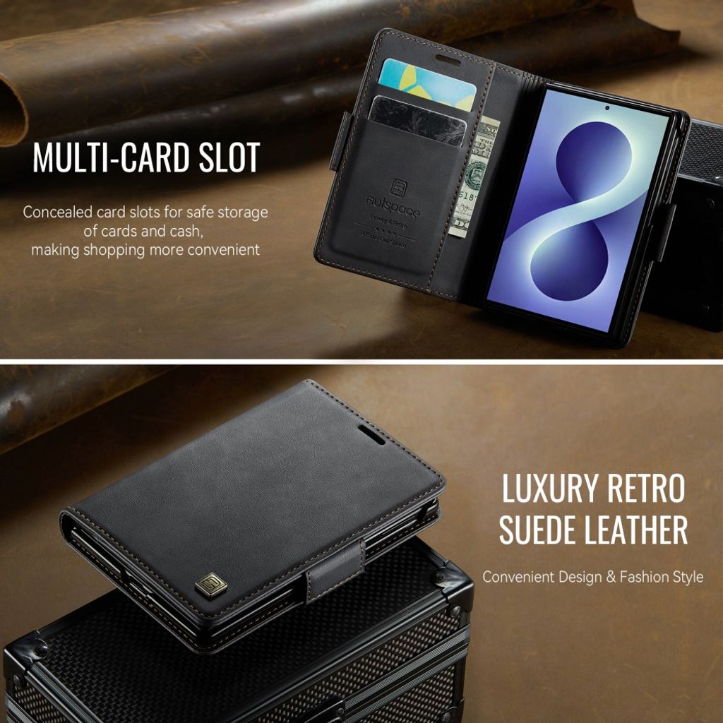 AUTSPACE Samsung Galaxy Z Fold8 Lompakkokotelo PU-nahka RFID-suojattu - Musta
