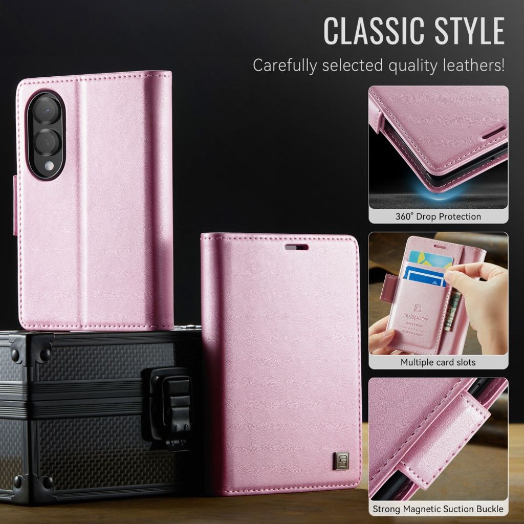 AUTSPACE Samsung Galaxy Z Fold8 Lompakkokotelo PU-nahka RFID-suojattu - Vaaleanpunainen