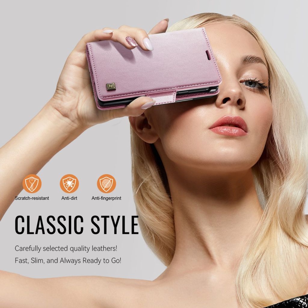 AUTSPACE Samsung Galaxy Z Fold8 Lompakkokotelo PU-nahka RFID-suojattu - Vaaleanpunainen