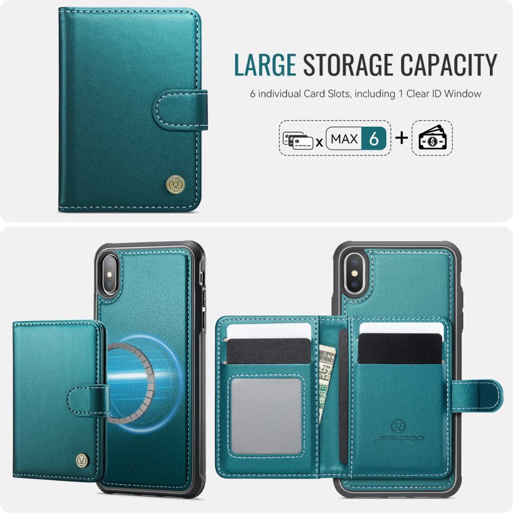 JEEHOOD iPhone XS Max Cover med RFID Kortholder og MagSafe – Grøn