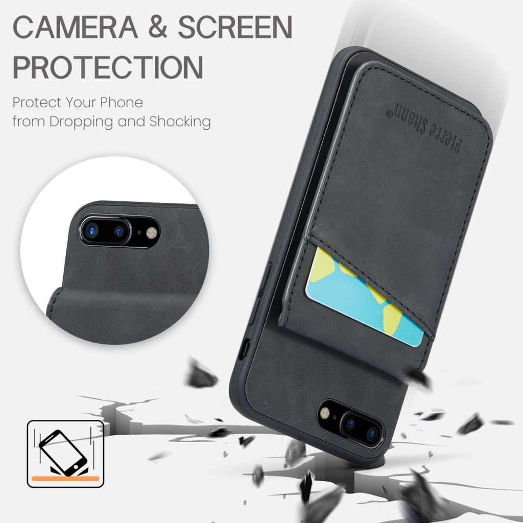 FIERRE SHANN iPhone 7 Plus / 8 Plus Cover med Kortplads - Sort