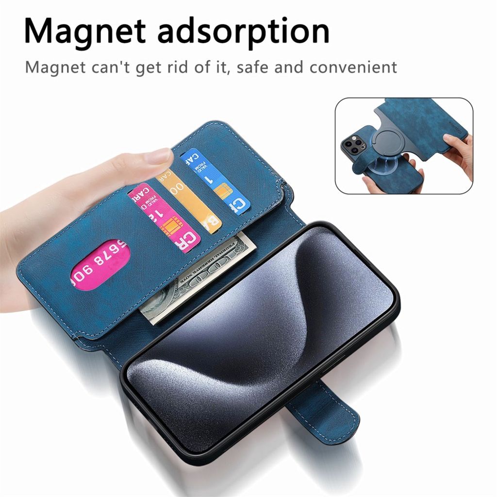 CASENEO iPhone 13 Pro Max Lompakkokotelo Irrotettava lompakko - Tummansininen