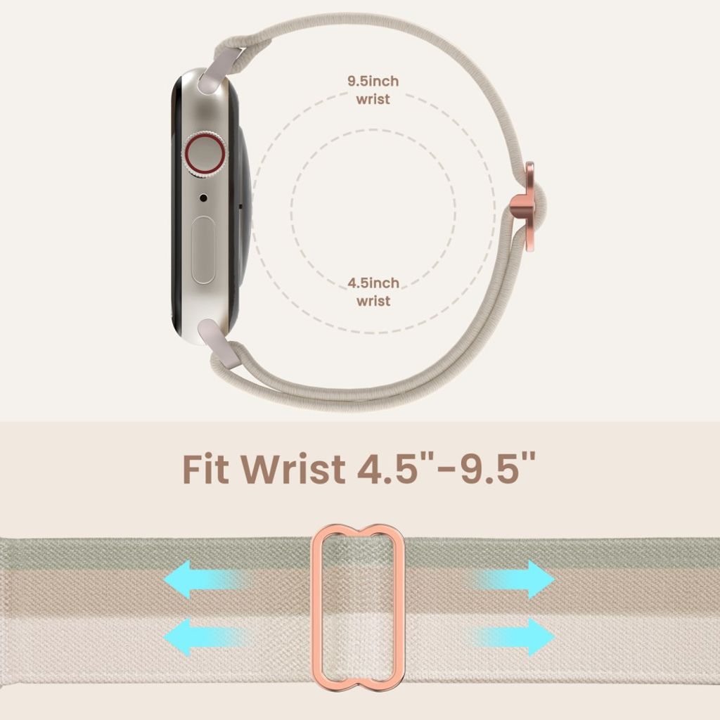 AHASTYLE WE26 Apple Watch 49 / 46 / 44 / 42mm Punottu nailoninen kellonranneke - Beige