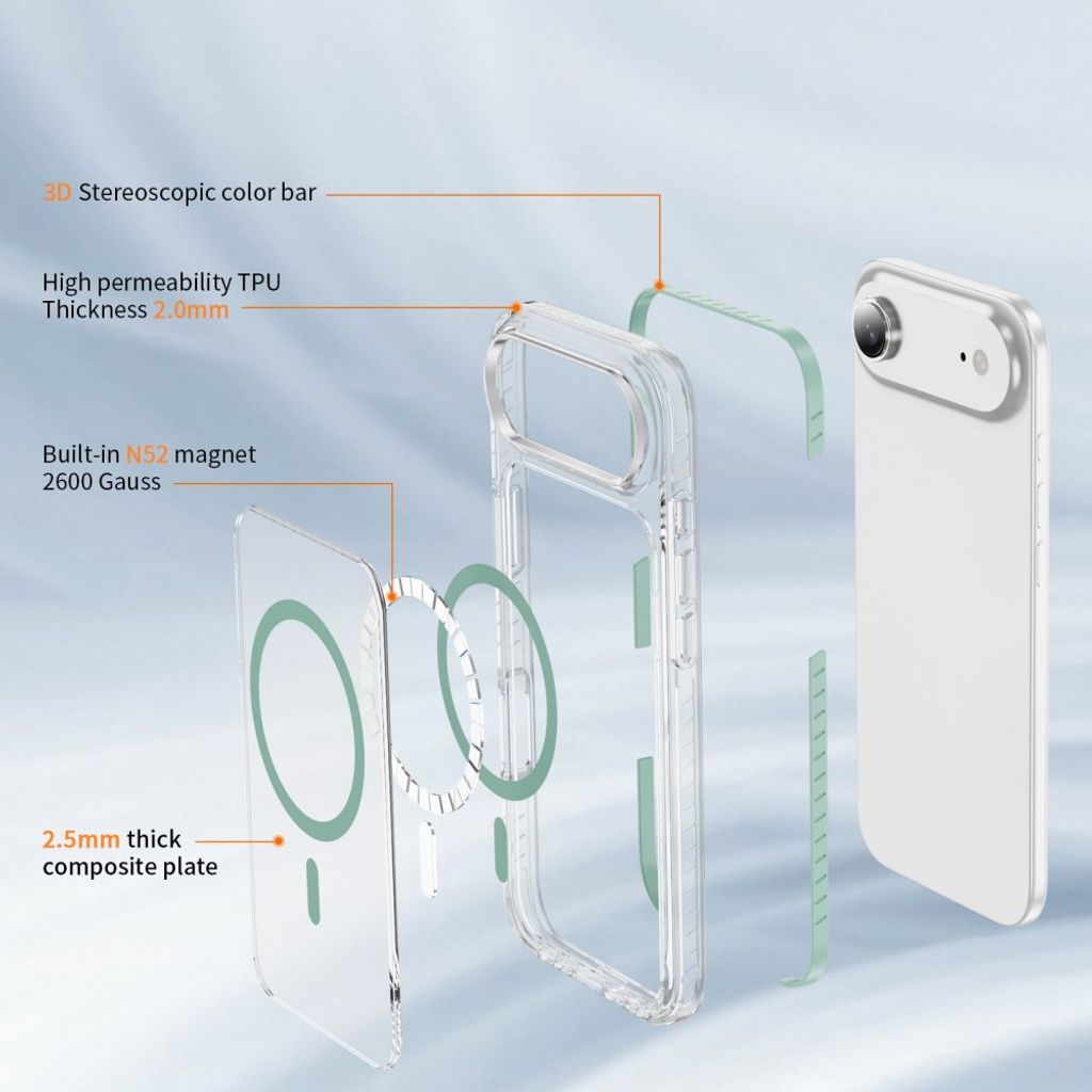 iPhone Air MagSafe kuori akryylitakalla - Mint