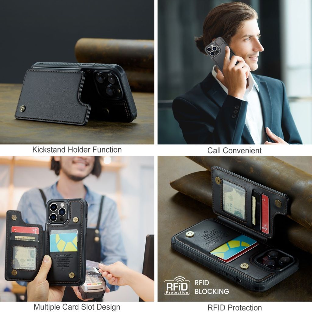 CASEME C22 iPhone 14 Pro Wallet Case RFID Blocking - Black