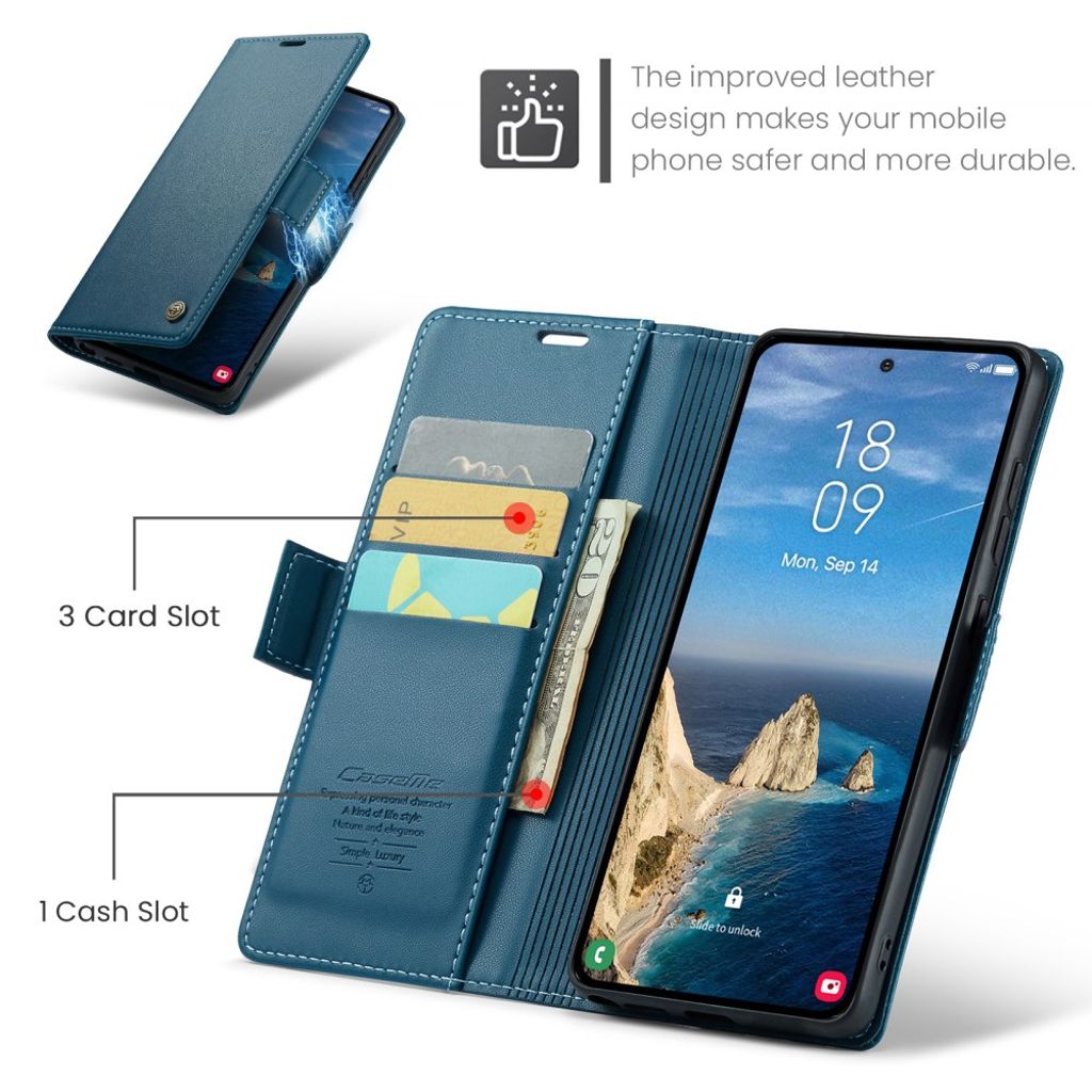 CASEME Samsung Galaxy S26 Ultra Plånboksfodral RFID-blockerande – Blå