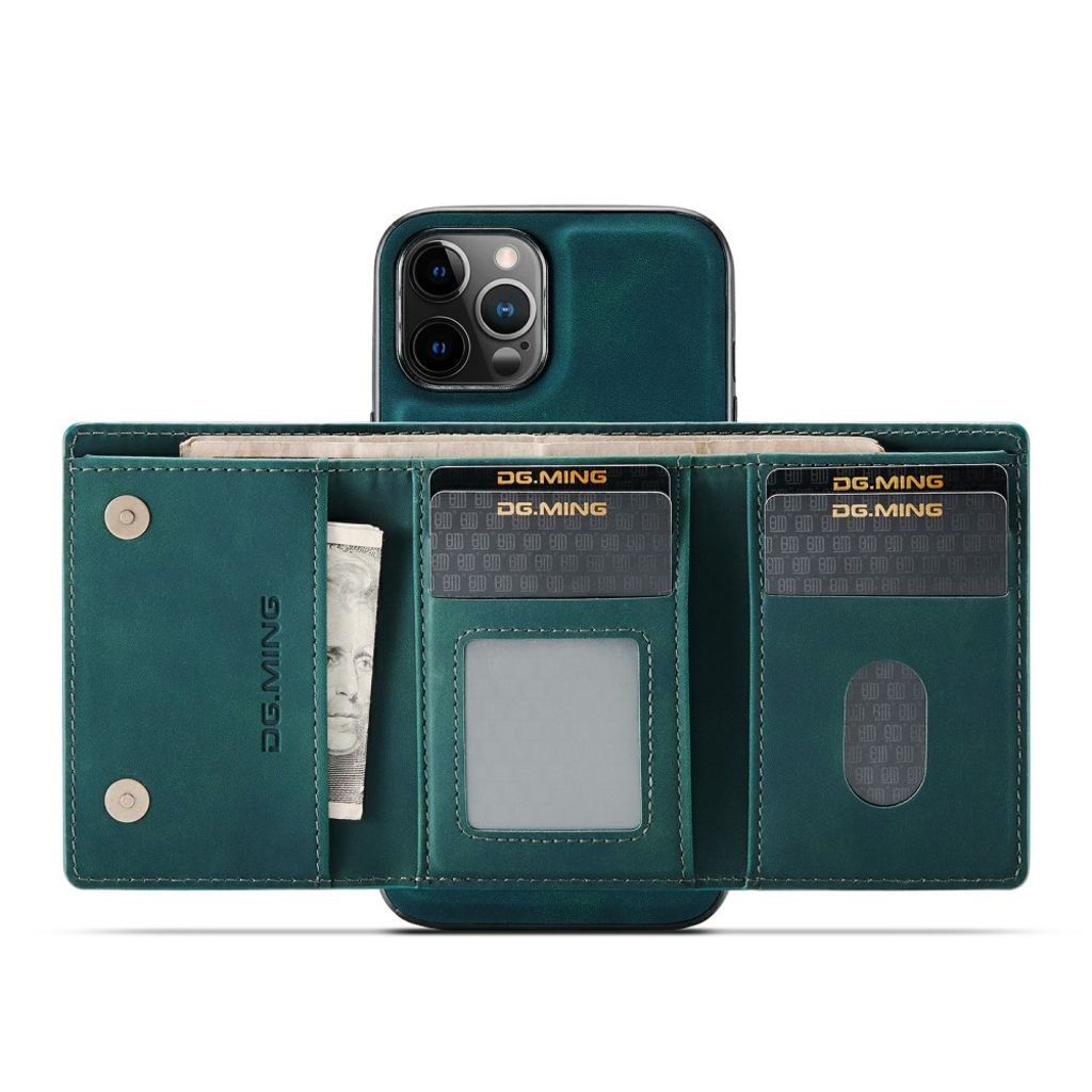 DG.MING iPhone 13 mini Wallet Case with Kickstand – Green