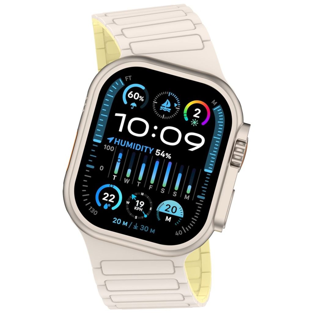 Apple Watch 42/41/40/38mm Klockarmband i Silikon Magnetisk Loop - Vit/Gul