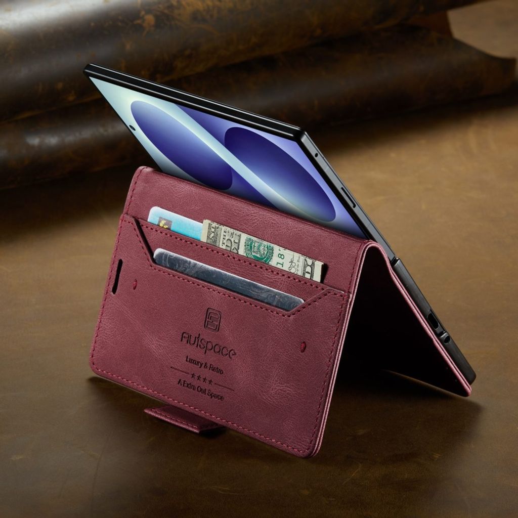 AUTSPACE Samsung Galaxy Z Fold8 Flip Cover i PU-læder med RFID-blokering - Rød