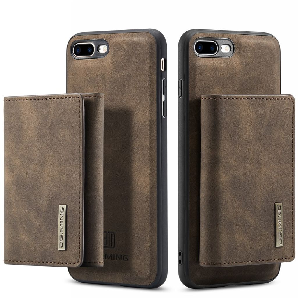 DG.MING iPhone 7 Plus / 8 Plus Skal med Plånbok - Mörkbrun