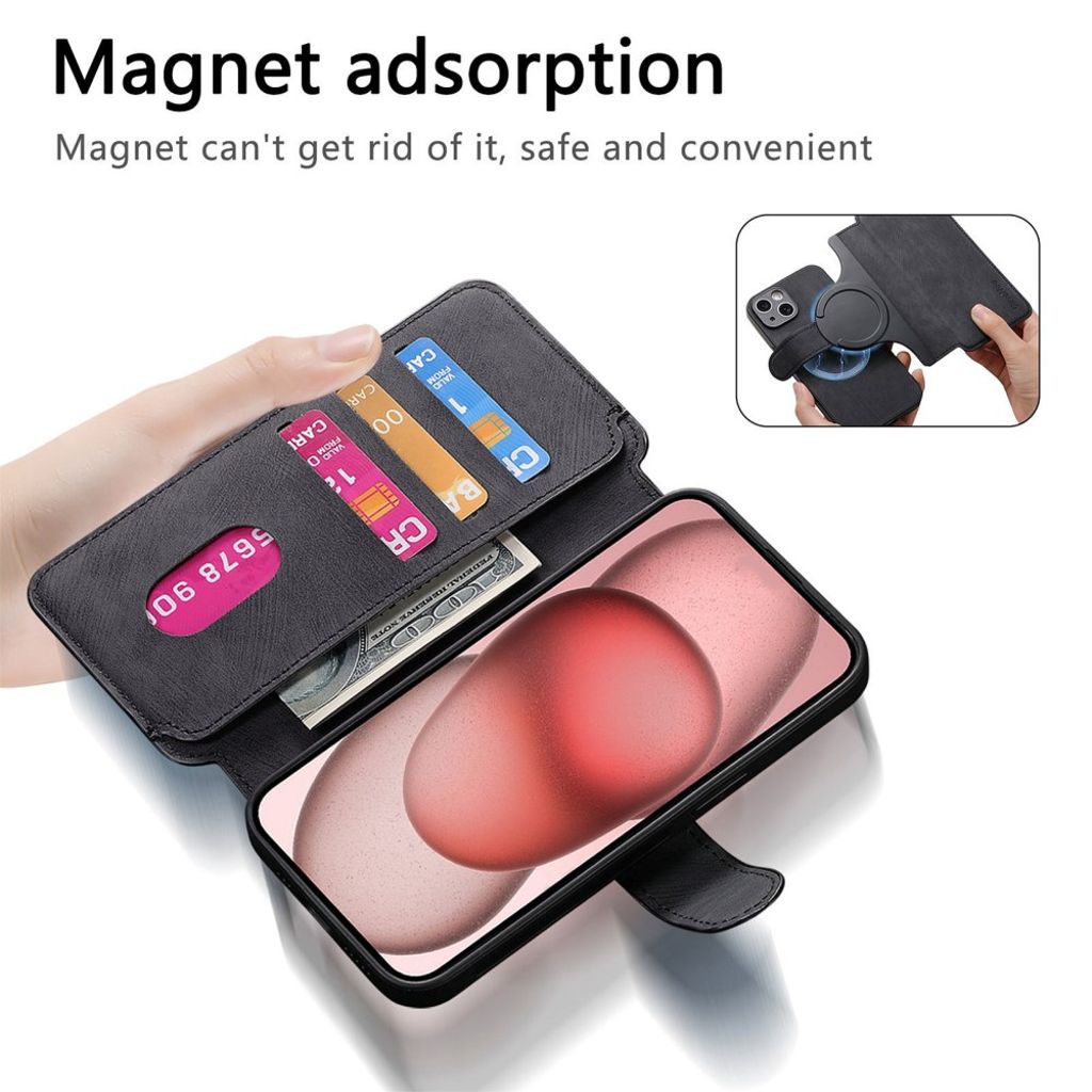 iPhone 13 Lompakkokotelo Irrotettava Magneettinen - Musta