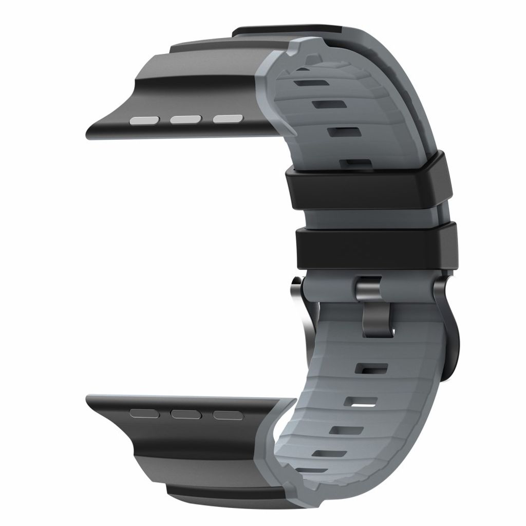 Apple Watch 49/46/44/42mm Tvåfärgat Klockarmband Silikon - Svart/Grå