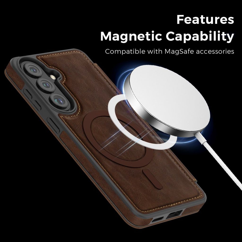 Samsung Galaxy S26 Plus MagSafe Lompakkokotelo - Tummanruskea