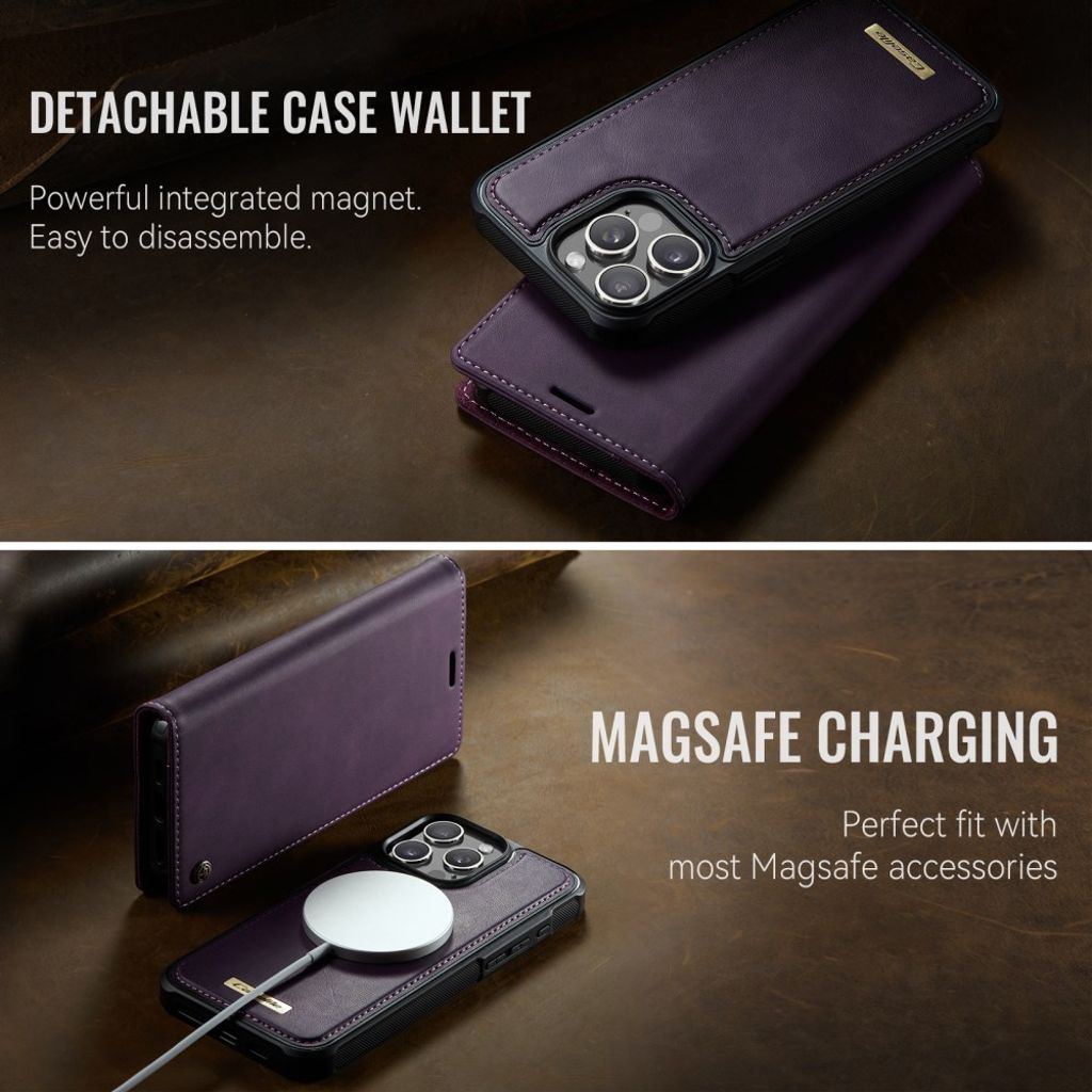 CASEME C49 iPhone 14 Pro Max Wallet Cover MagSafe RFID Purple