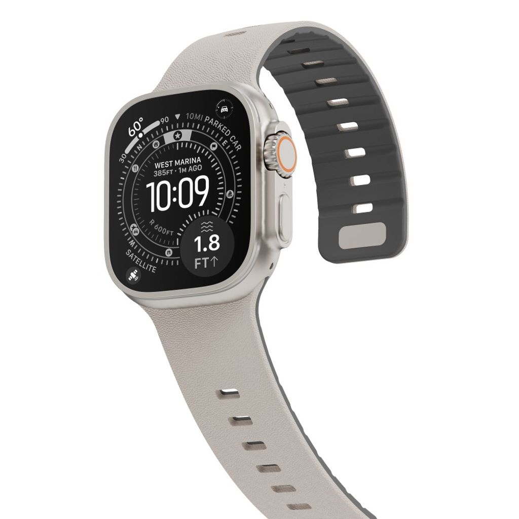 Apple Watch 42/41/40/38mm Klockarmband i texturerat silikon - Beige/Grå