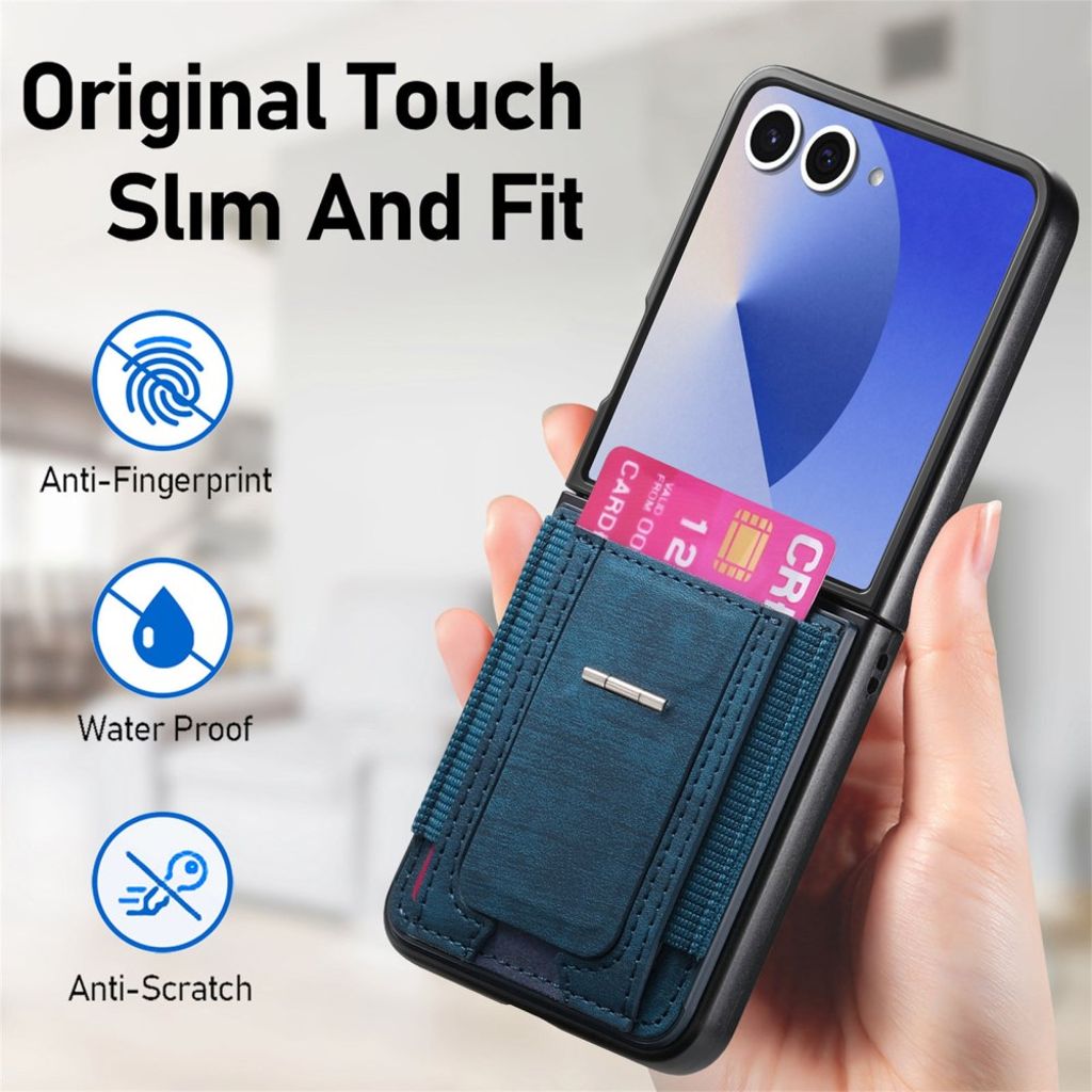Samsung Galaxy Z Flip7 5G Skal med korthållare - Blå