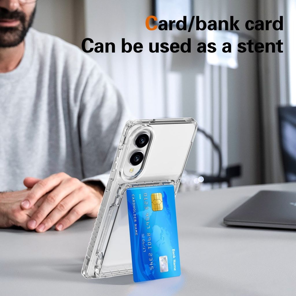 Samsung Galaxy S25 Edge Cover Kortholder/Stativ - Gennemsigtig