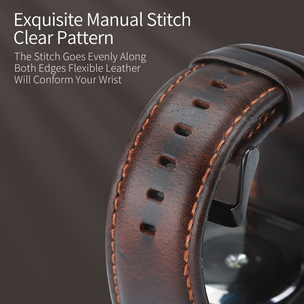 DUX DUCIS Apple Watch 42/44/46/49 mm skinnrem – mørkebrun