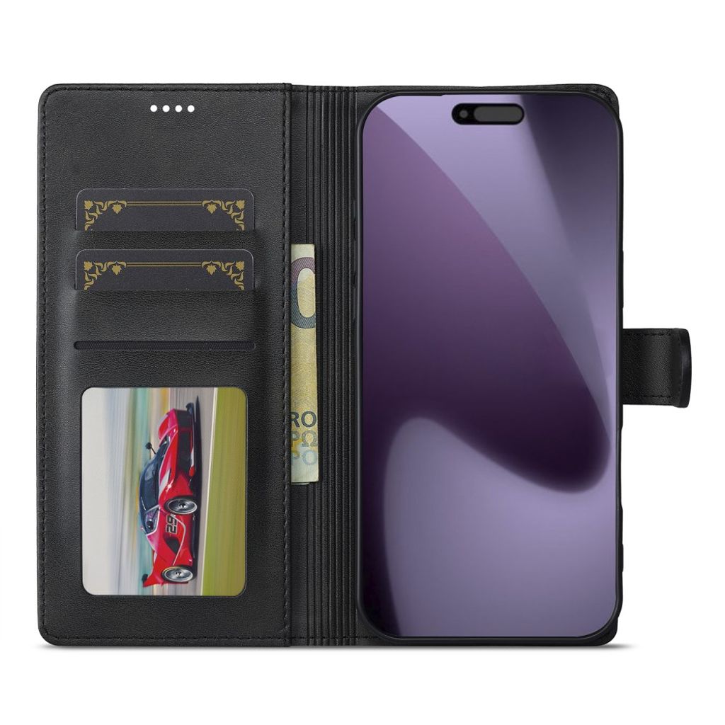 LC.IMEEKE iPhone 17 Pro Max Wallet Cover with Stand - Black