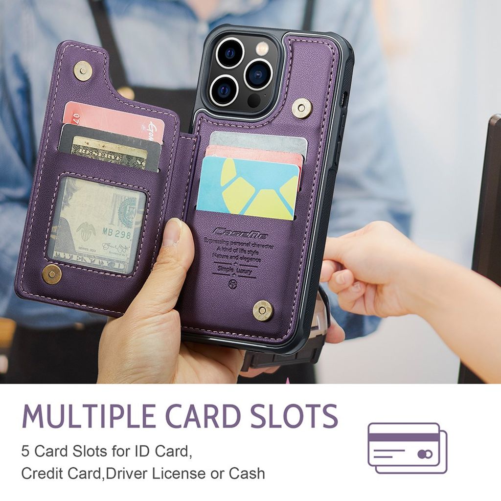 CASEME iPhone 13 Pro Max Lompakkokuori RFID-estolla - Violetti