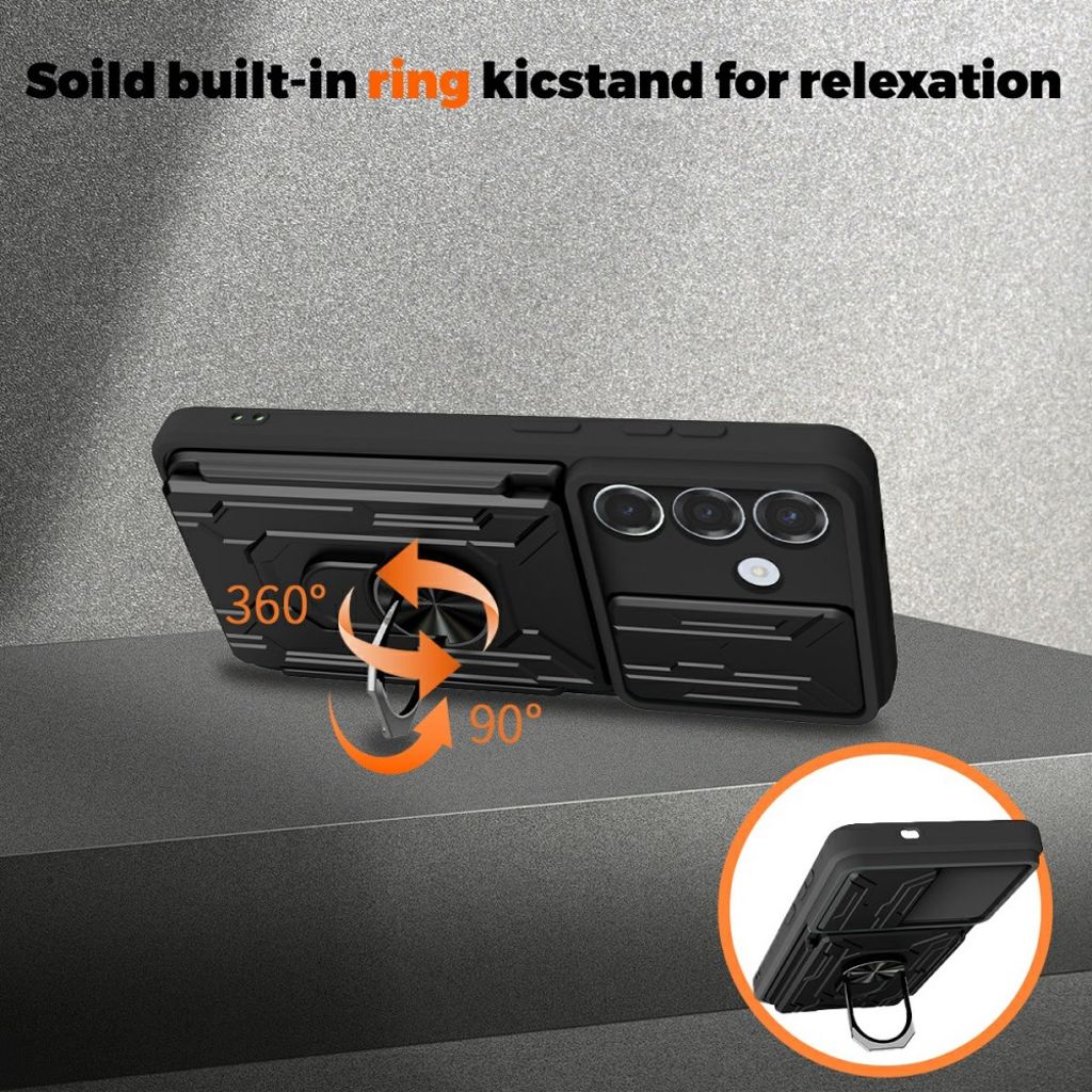 Samsung Galaxy A37 5G Deksel Med Stativ og Kameralokk - Mørkegrønn