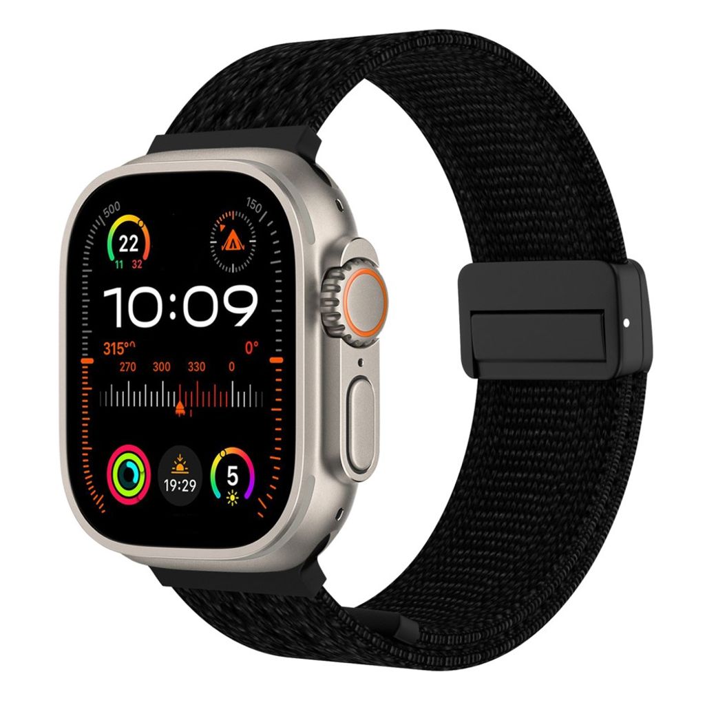 Apple Watch 49/46/44/42mm Klockarmband i nylon spetsdesign - Svart