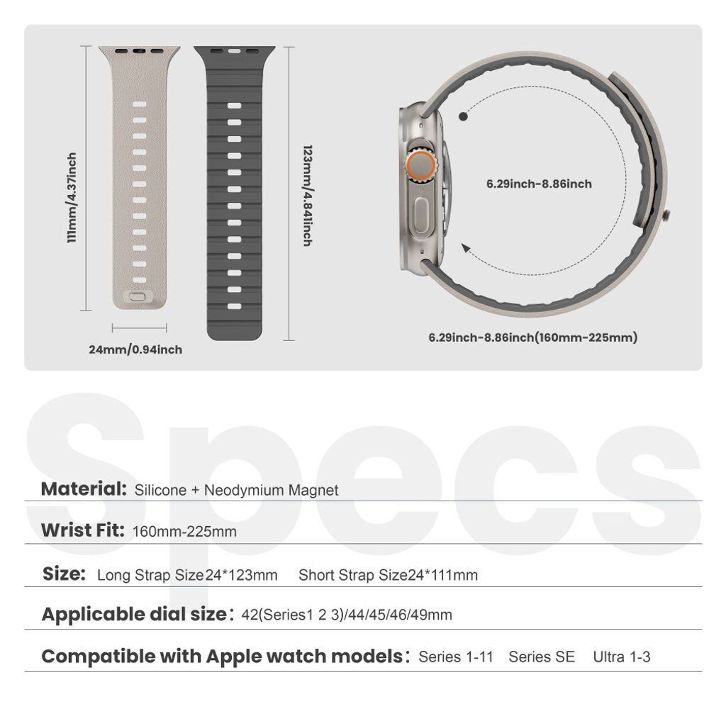 Apple Watch 49/46/44/42mm Klockarmband i texturerat silikon - Svart
