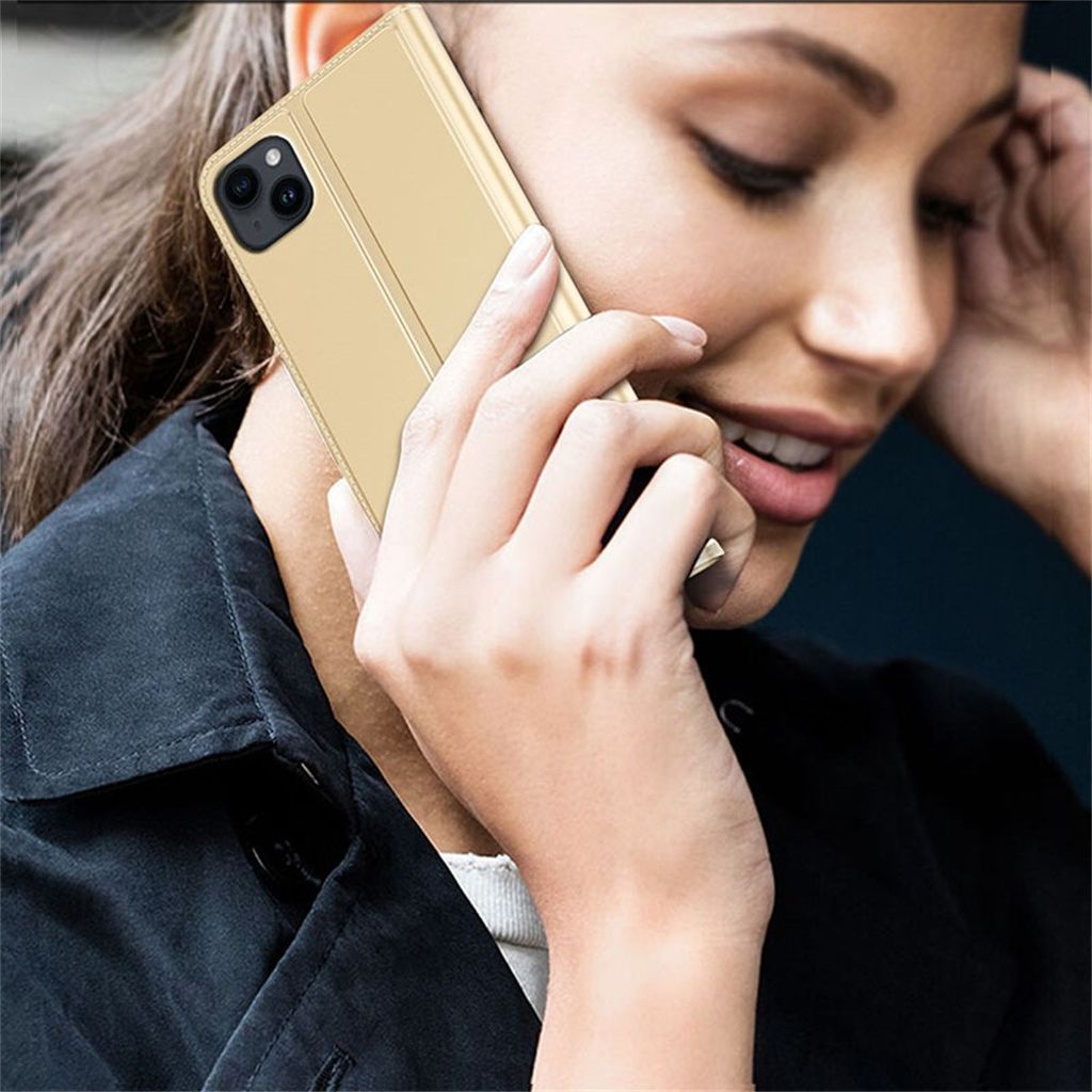 iPhone 13 Lompakkokotelo PU-nahka Jalusta Piilotettu Magneettisuljin - Kulta