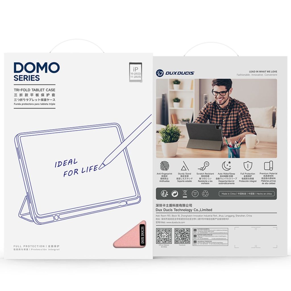 Dux Ducis iPad A16 11" 2025/10.9" 2024 Flip cover med holder til styluspen - Lyserød
