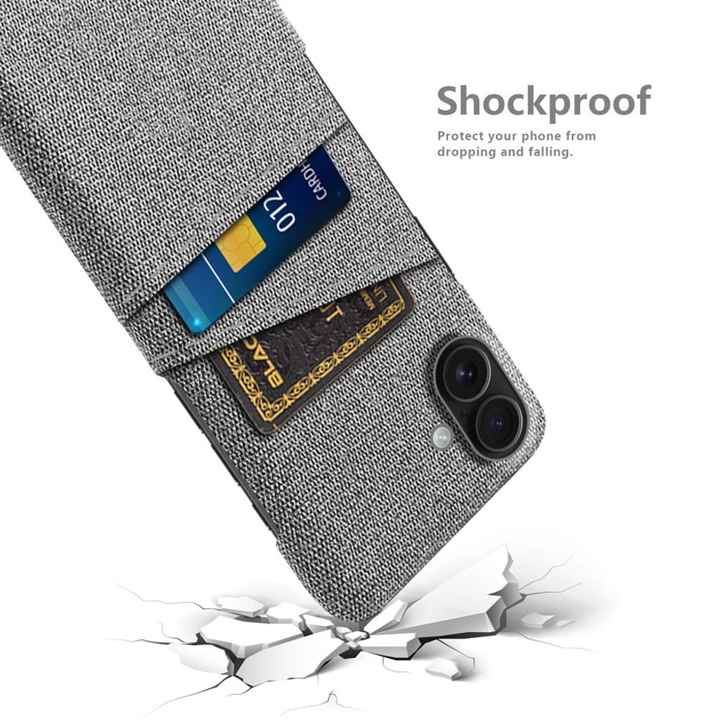 iPhone 17 Skal i Textil med 2 Kortfack - Ljusgrå