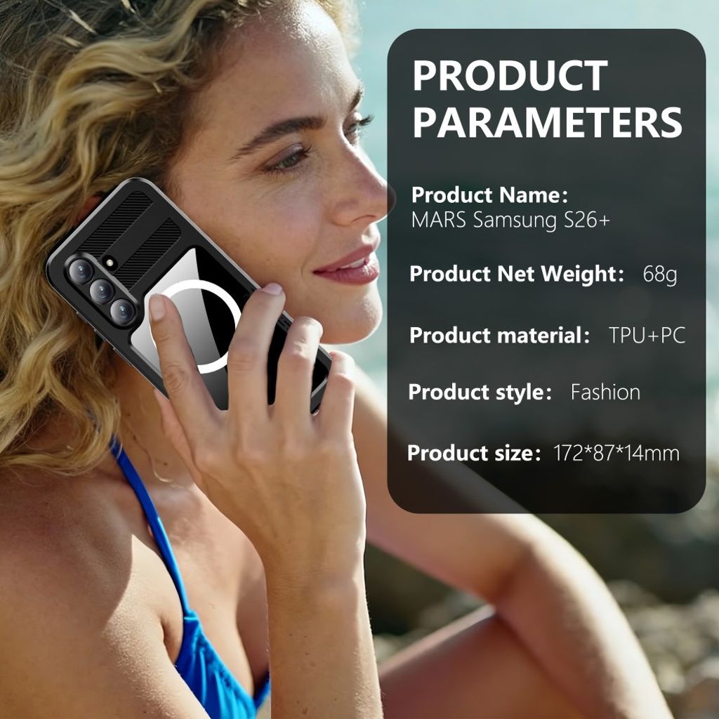 REDPEPPER Samsung Galaxy S26 Plus MagSafe-deksel - Gjennomsiktig/Svart