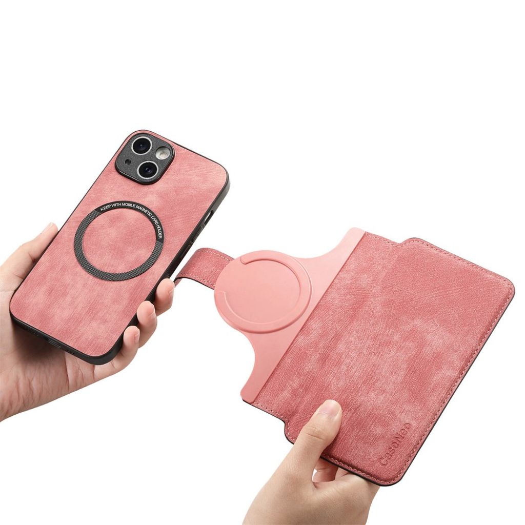 CASENEO iPhone 14 Plus Lommeboketui Avtakbar Lommebok - Rosa
