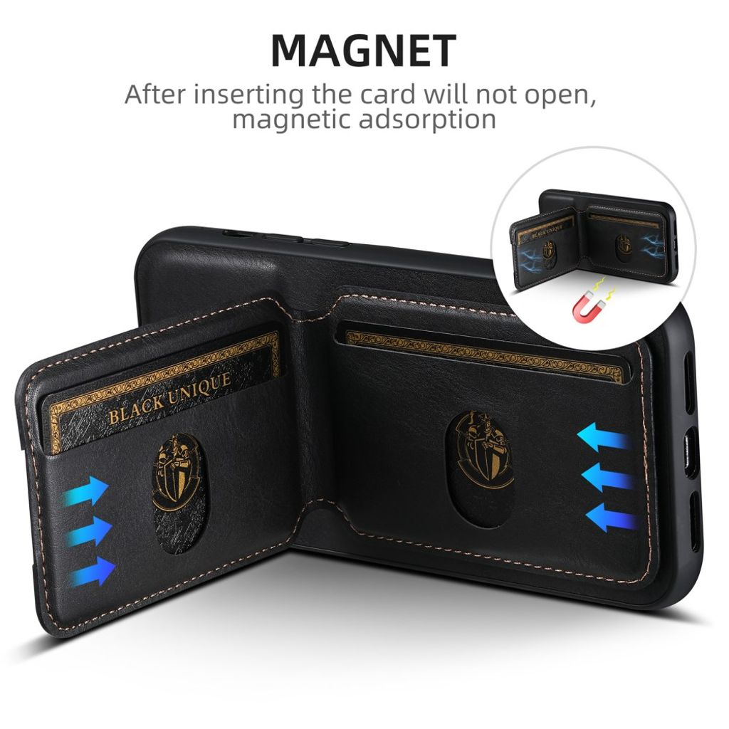 SUTENI iPhone 14 Pro Plånboksskal Korthållare PU-läder - Svart