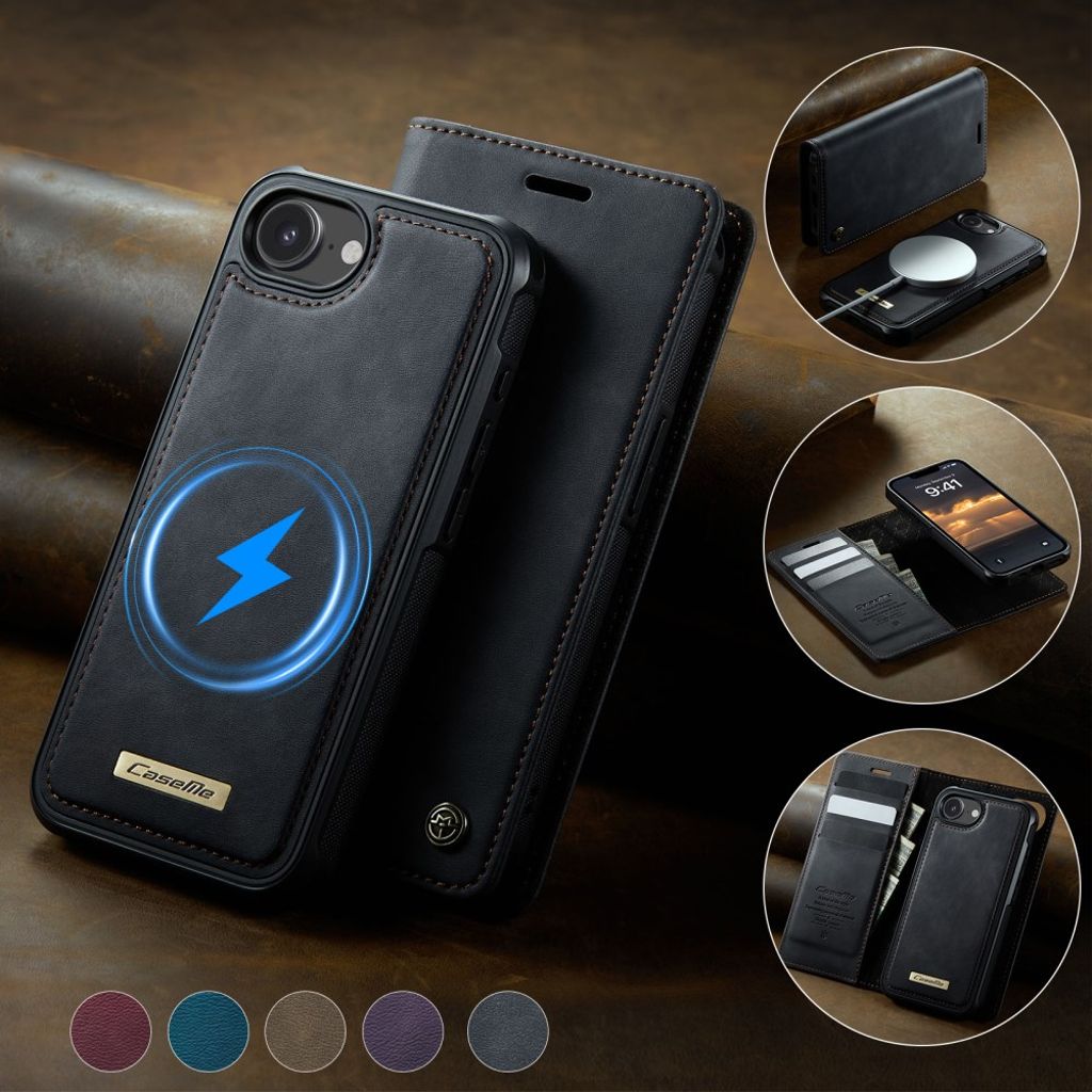 CASEME C49 MagSafe Compatible Wallet Cover for iPhone 16e – Black