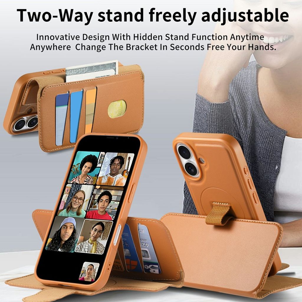 CASENEO iPhone 16 Cover with Stand - Brown