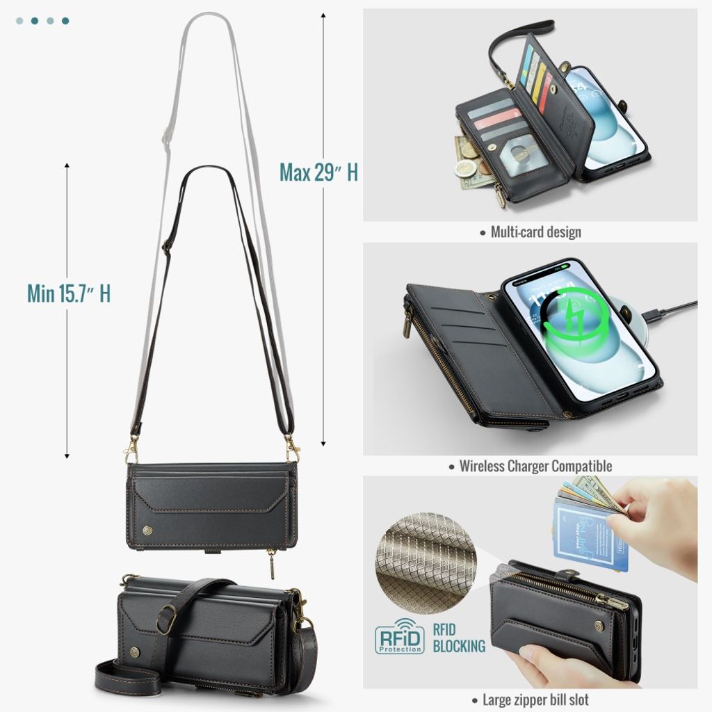 CASEME iPhone 15 Plus Etui med 10 Kortplads - Sort