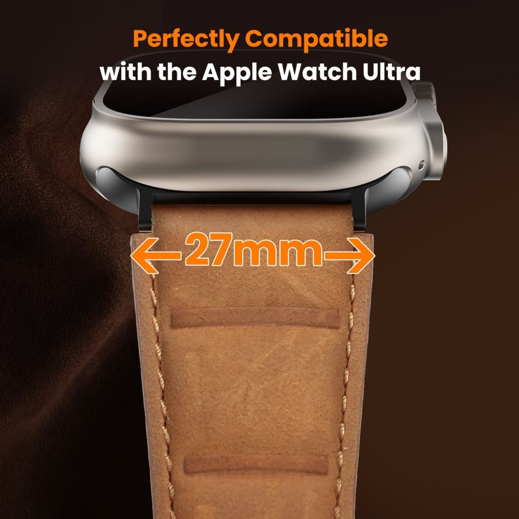 AHASTYLE DD12 Apple Watch 49 / 46 / 44 / 42mm Nahkainen kellonranneke - Ruskea