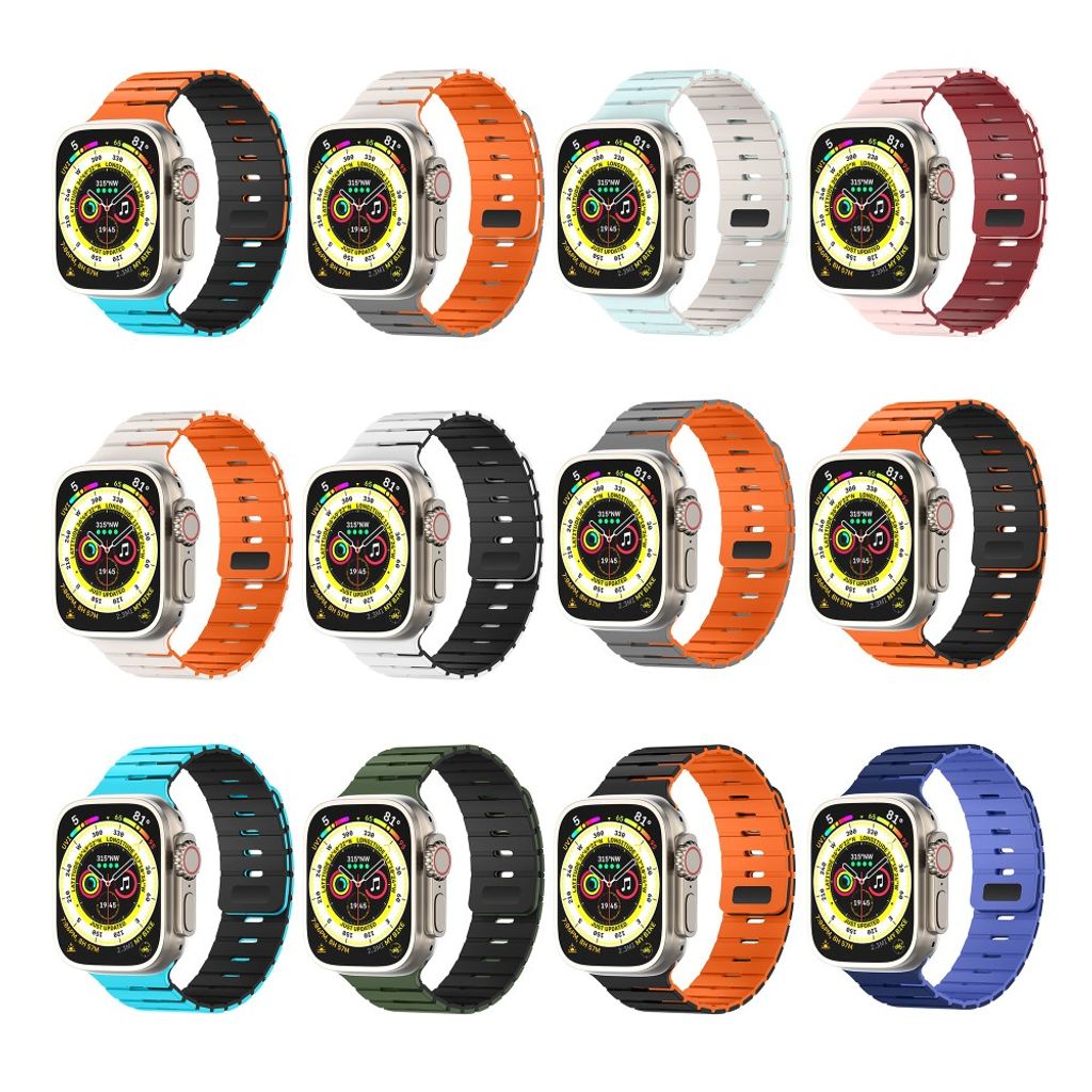 Apple Watch 49/46/44/42mm Tvåfärgat Klockarmband Silikon - Blå/Vit