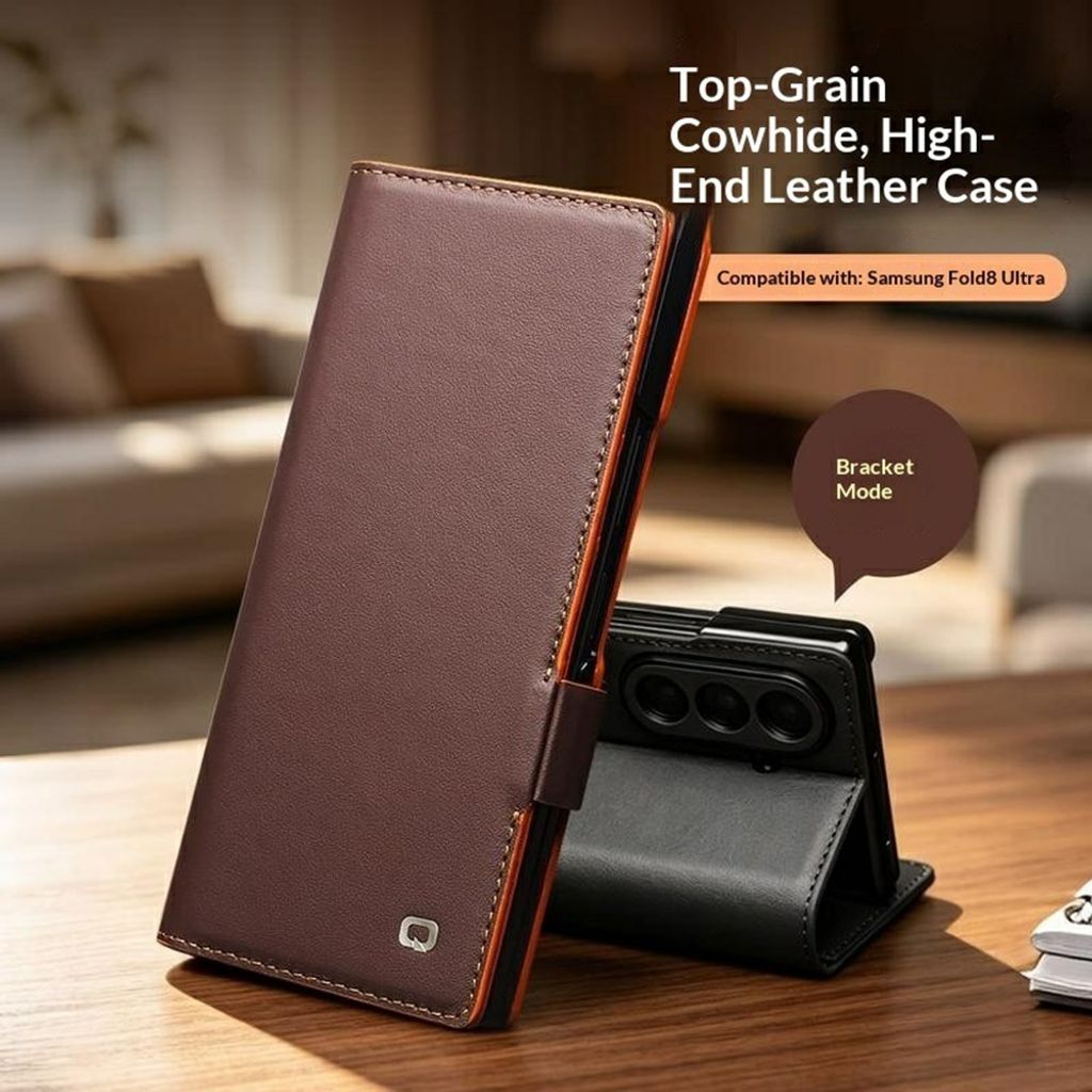 QIALINO Samsung Galaxy Z Fold8 Ultra Flip cover i ægte læder - Grøn