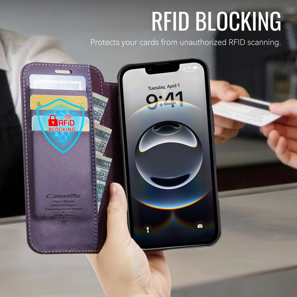 CASEME 053 iPhone 16e/iPhone 17e Lommeboketui MagSafe RFID Blokkerende - Lilla