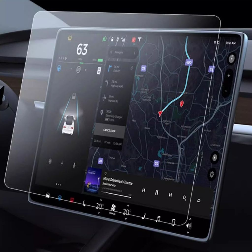 Karkaistusta lasista valmistettu näytönsuoja Tesla Model Y 2025/Model 3 2023–2025 -autojen keskinäytölle