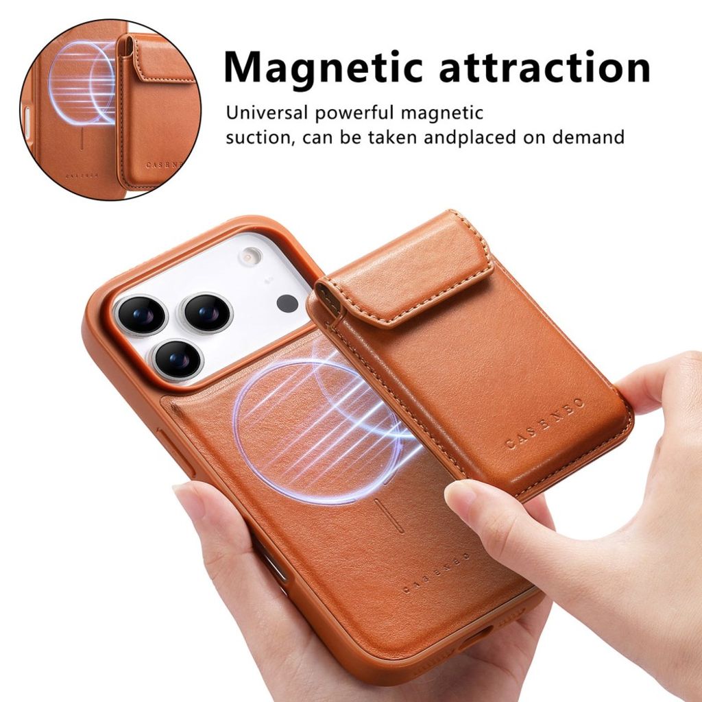 CASENEO iPhone 18 Pro/17 Pro Deksel MagSafe-Kompatibel Kortholder - Brun
