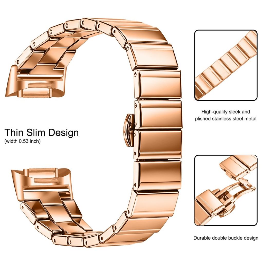 Fitbit Charge 6 / Charge 5 Urrem Rustfrit Stål – Rosaguld