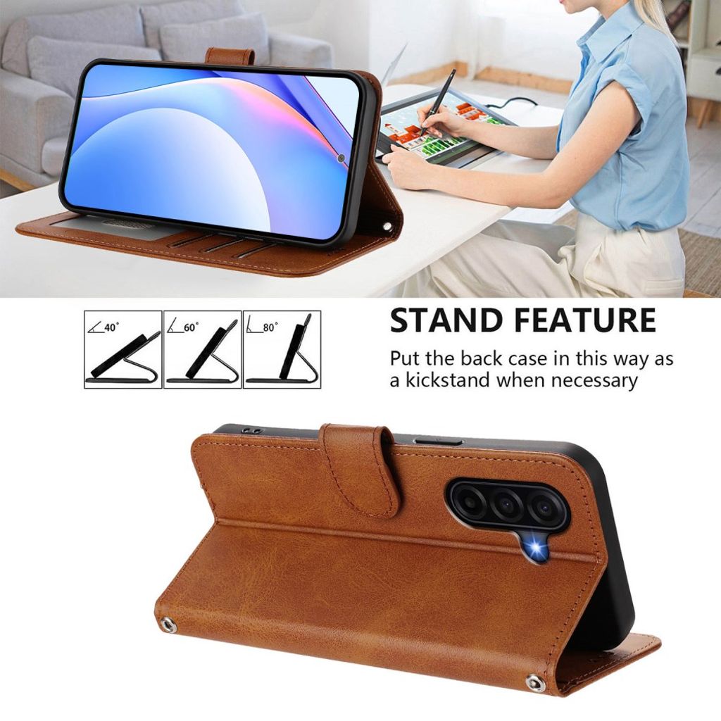 Samsung Galaxy A57 5G Lompakkokotelo RFID-estävä – Ruskea