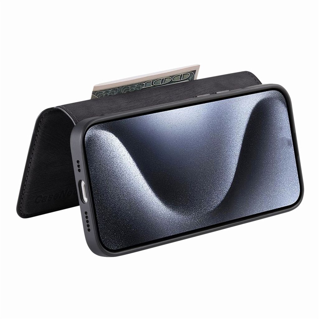 CASENEO iPhone 13 Pro Max Kotelo irrotettavalla lompakolla – Musta